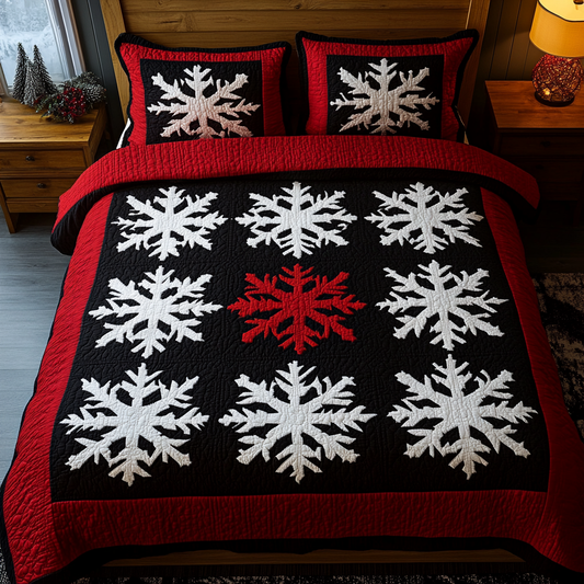 Frosted Plaid 3-Piece Quilted Bedding Set - Single (59" x 70")