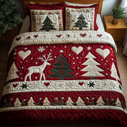 Frosted Trees 3-Piece Quilted Bedding Set - Single (59" x 70")