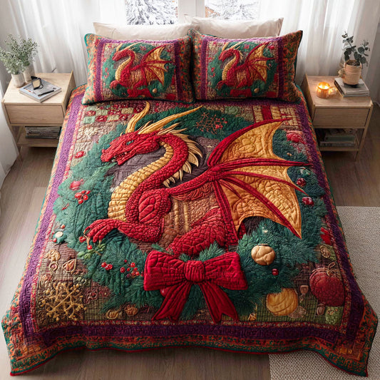 Frostfire Dragon 3-Piece Quilted Bedding Set - Single (59" x 70")