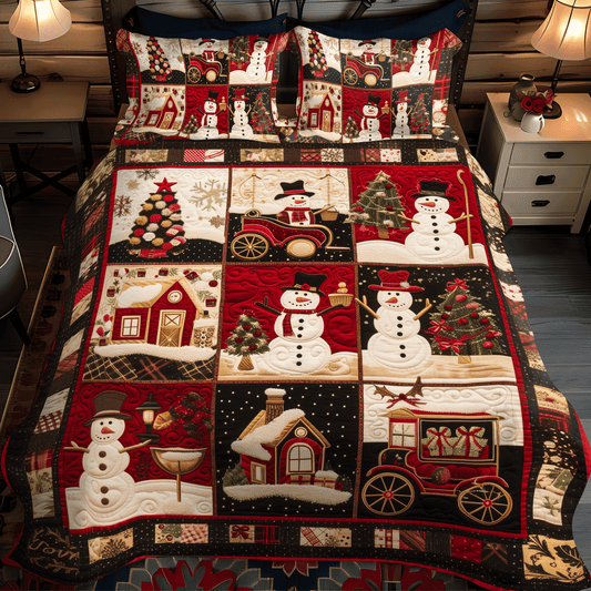 Frosty Friends Christmas 3-Piece Quilted Bedding Set - Single (59" x 70")