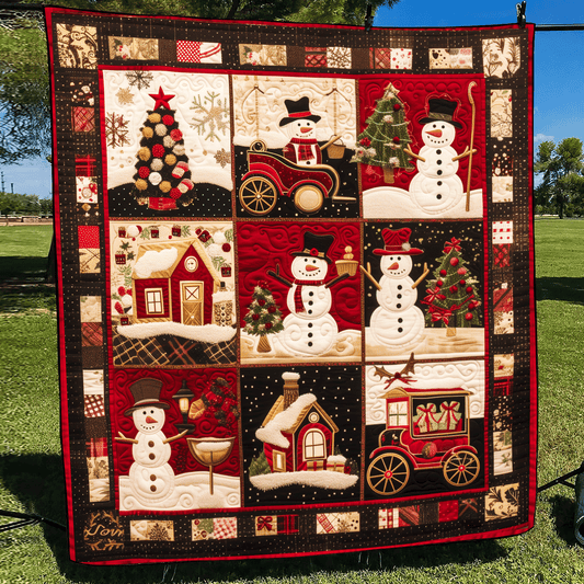 Frosty Friends Christmas Quilted Blanket - Throw (55" x 60")