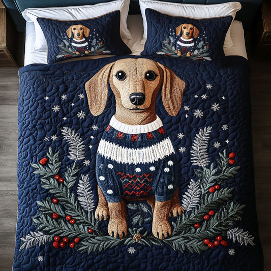 Frosty Hound 3-Piece Quilted Bedding Set - Single (59" x 70")
