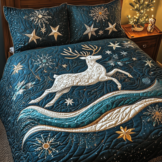 Frosty the Reindeer 3-Piece Quilted Bedding Set - Single (59" x 70")