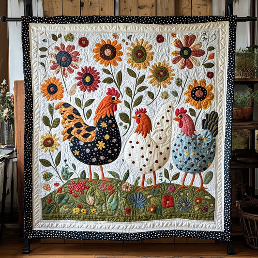 Funky Fowl Frolic Quilted Blanket - Throw (55" x 60")