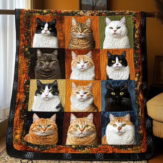 Funky Cat Quilted Blanket - Throw (55" x 60")