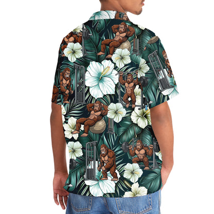 Funny Bigfoot Fitness Hawaiian Shirt - 3XL - hawaiian shirt