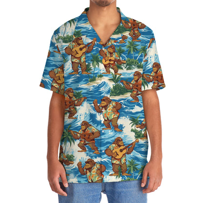 Funny Bigfoot Play Ukulele Hawaiian Shirt - 2XL - hawaiian shirt