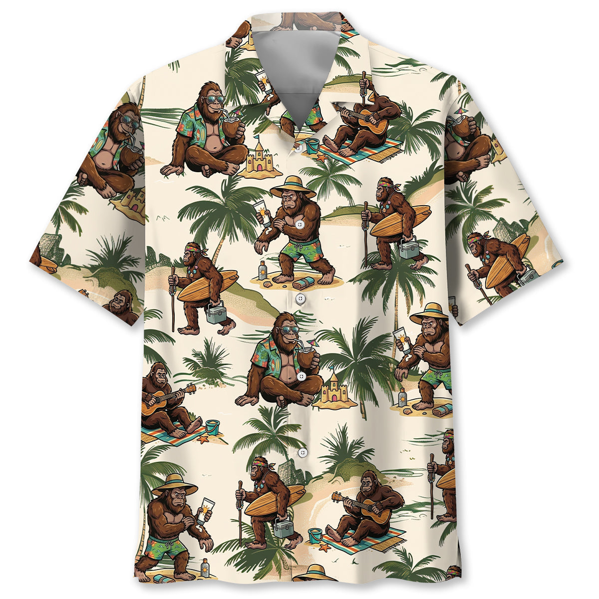 Funny Sasquatch Summer Vacation Hawaiian Shirt - S - hawaiian shirt