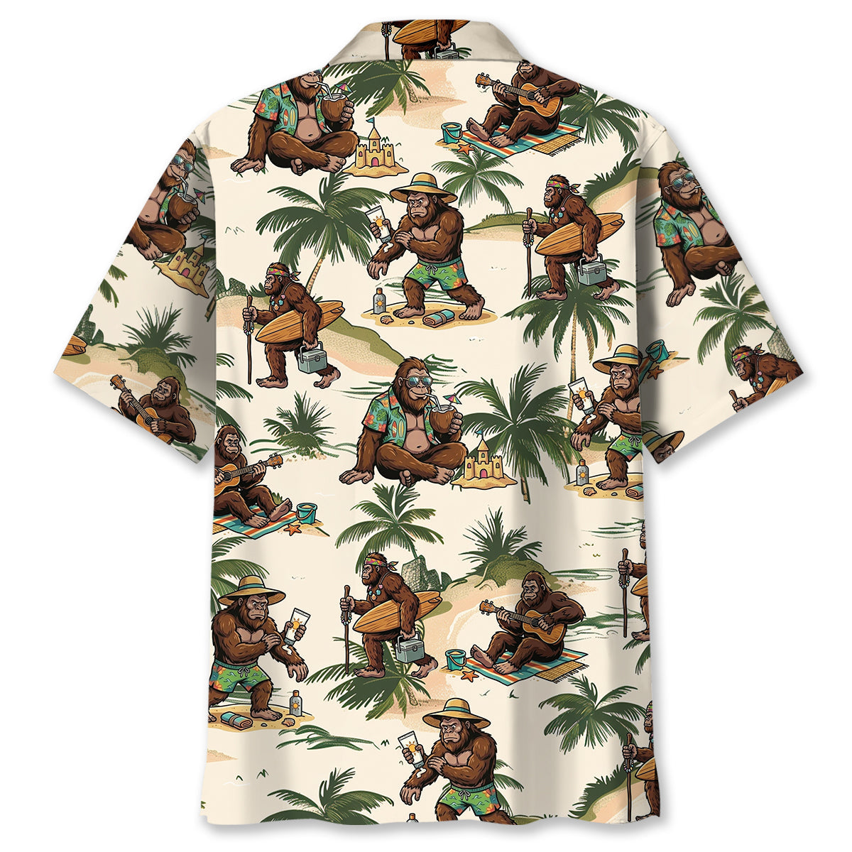 Funny Sasquatch Summer Vacation Hawaiian Shirt - L - hawaiian shirt