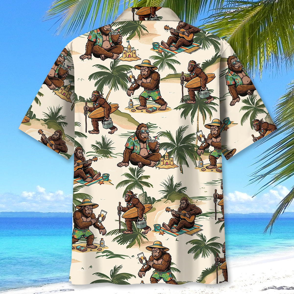 Funny Sasquatch Summer Vacation Hawaiian Shirt - XL - hawaiian shirt