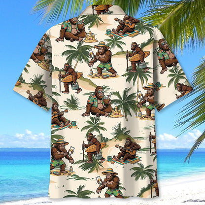 Funny Sasquatch Summer Vacation Hawaiian Shirt - XL - hawaiian shirt
