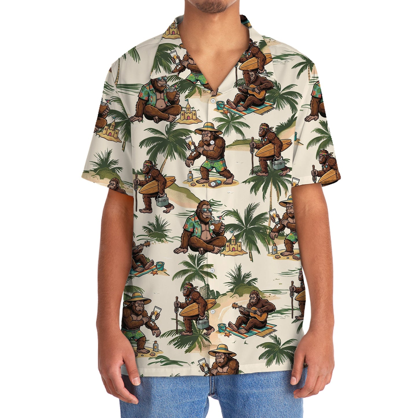Funny Sasquatch Summer Vacation Hawaiian Shirt - 2XL - hawaiian shirt