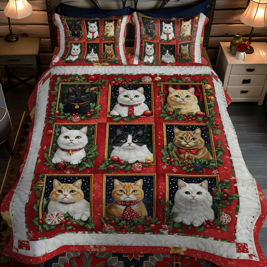 Furry Christmas Cheer 3-Piece Quilted Bedding Set - Single (59" x 70")