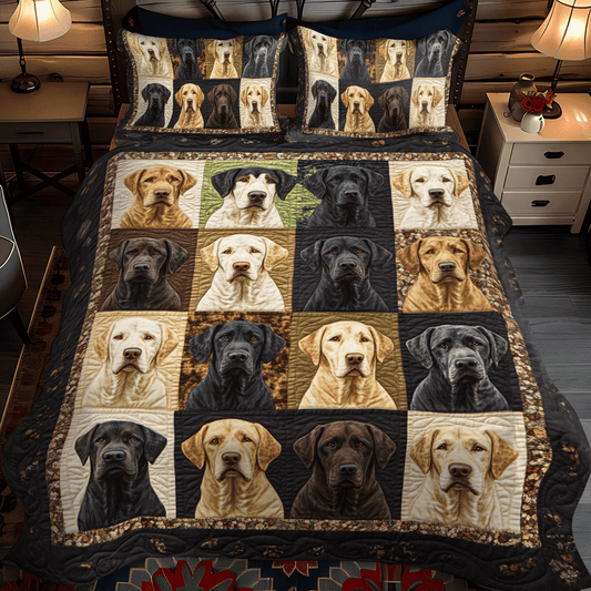 Furry Friend Labrador 3-Piece Quilted Bedding Set - Single (59" x 70")