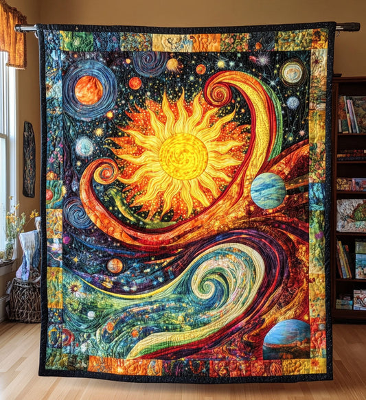 Galactic Peace Path Quilted Blanket - Throw (55" x 60")