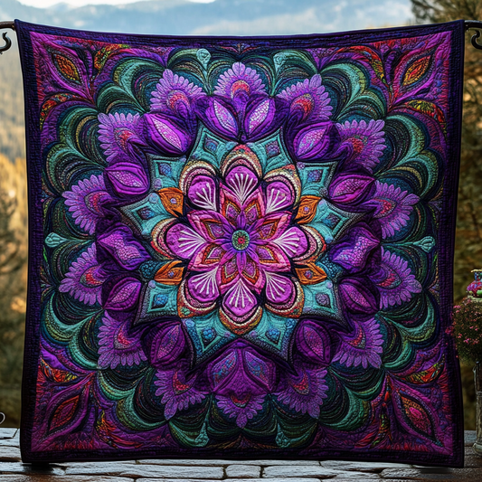 Galactic Petals Quilted Blanket - Throw (55" x 60")