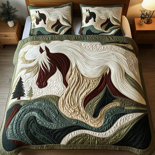Galloping Grace 3-Piece Quilted Bedding Set - Single (59" x 70")