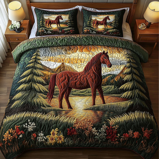 Galloping Winds 3-Piece Quilted Bedding Set - Single (59" x 70")