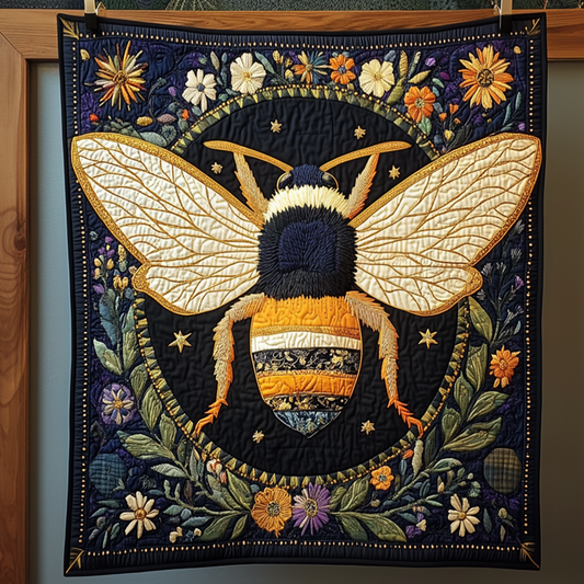 Garden Of Buzz Quilted Blanket - Throw (55" x 60")