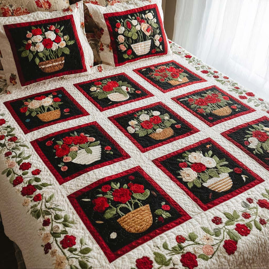 Garden Bloom 3-Piece Quilted Bedding Set - Single (59" x 70")