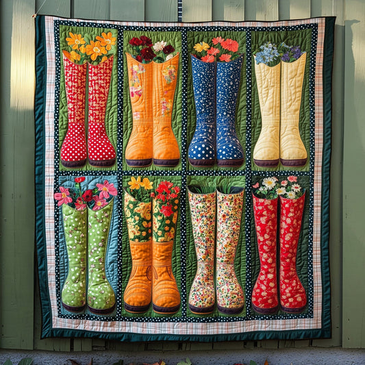 Garden Boots Galore Quilted Blanket - Throw (55" x 60")