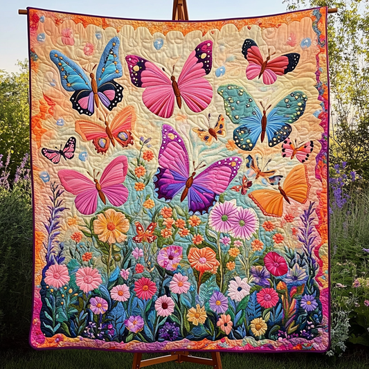 Garden Wings Quilted Blanket - Throw (55" x 60")