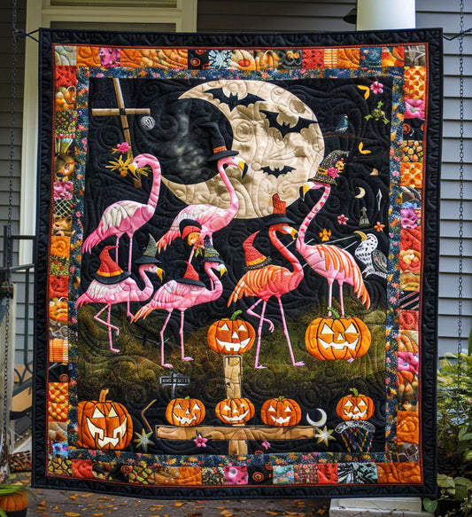 Ghostly Flamingos Quilted Blanket - Throw (55" x 60")