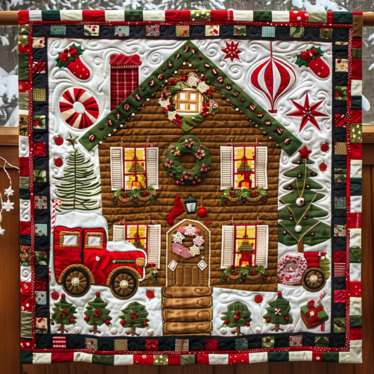 Gingerbread House Quilted Blanket - Throw (55" x 60")