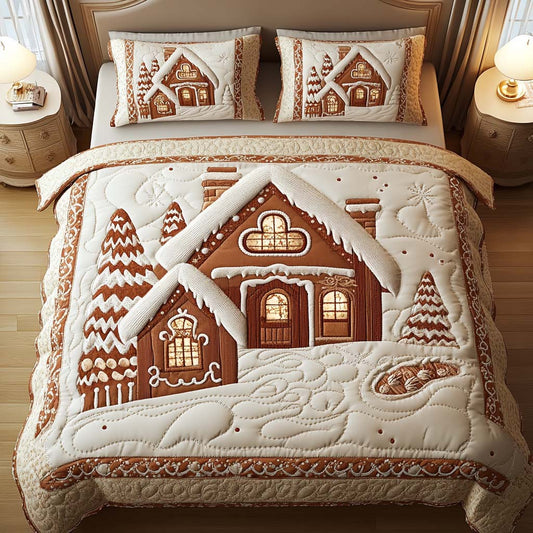Gingerbread Cottage 3-Piece Quilted Bedding Set - Single (59" x 70")