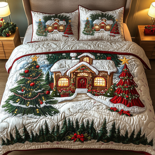Gingerbread Cottage 3-Piece Quilted Bedding Set - Single (59" x 70")
