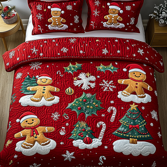 Gingerbread Dreams 3-Piece Quilted Bedding Set - Single (59" x 70")