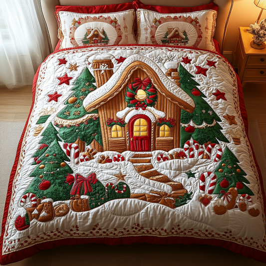 Gingerbread Glow 3-Piece Quilted Bedding Set - Single (59" x 70")