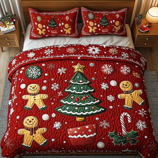 Gingerbread Wonderland 3-Piece Quilted Bedding Set - Single (59" x 70")
