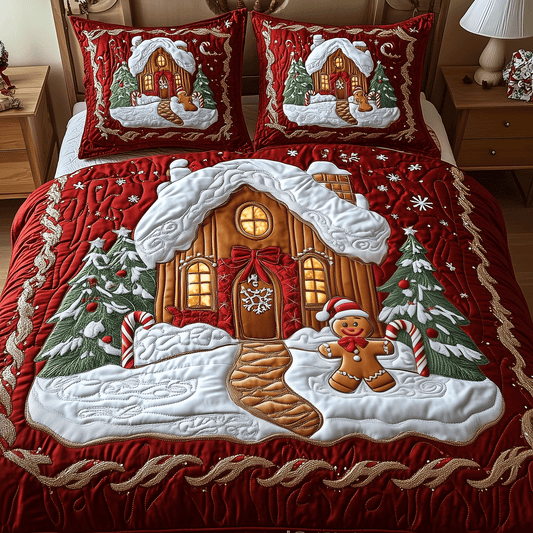 Gingerbread Wonderland 3-Piece Quilted Bedding Set - Single (59" x 70")