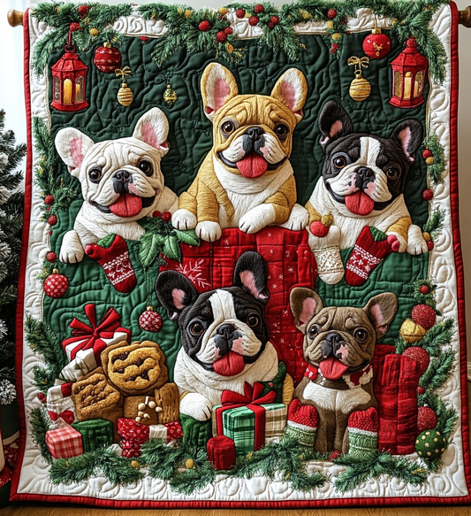 Gingerbread puppy Quilted Blanket - Throw (55" x 60")