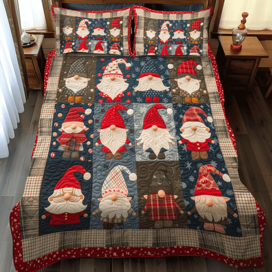 Gnome Family 3-Piece Quilted Bedding Set - Single (59" x 70")