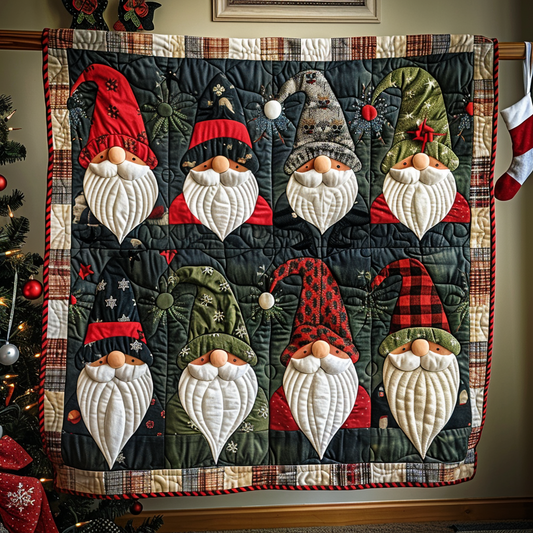 Gnome Gathering Quilted Blanket - Throw (55" x 60")