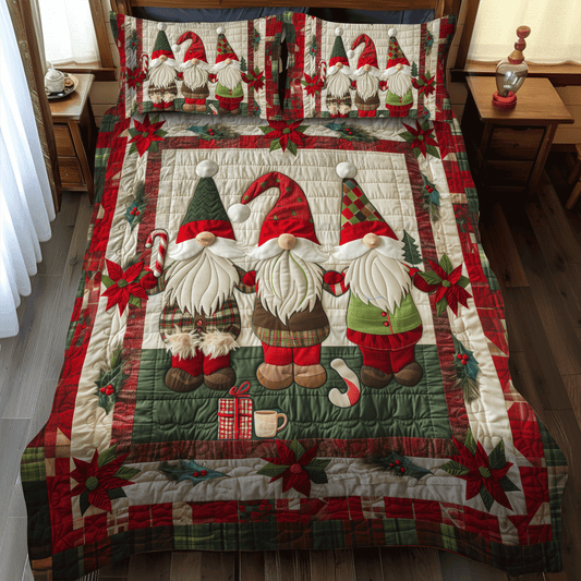 Single (59'' x 70'') /Gnome Parade 3-Piece Quilted Bedding Set