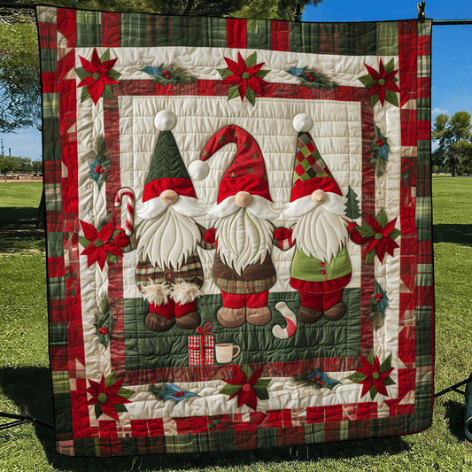 Gnome Parade Quilted Blanket - Throw (55" x 60")