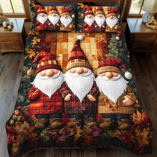 Gnome Gather 3-Piece Quilted Bedding Set - Single (59" x 70")