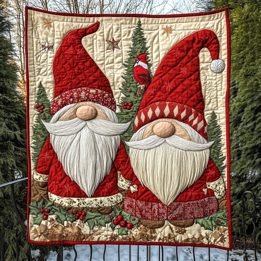 Gnome for the Holidays Quilted Blanket - Throw (55" x 60")