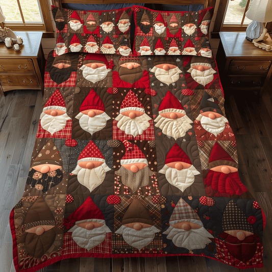 Gnome for the Holidays 3-Piece Quilted Bedding Set - Single (59" x 70")