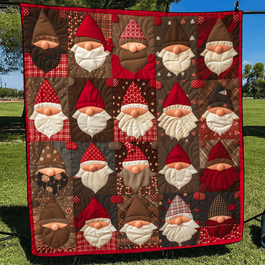 Gnome for the Holidays Quilted Blanket - Throw (55" x 60")