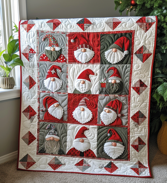Gnome for the Holidays Quilted Blanket - Throw (55" x 60")
