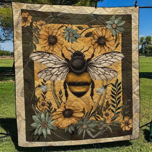 Golden Bee Quilted Blanket - Throw (55" x 60")