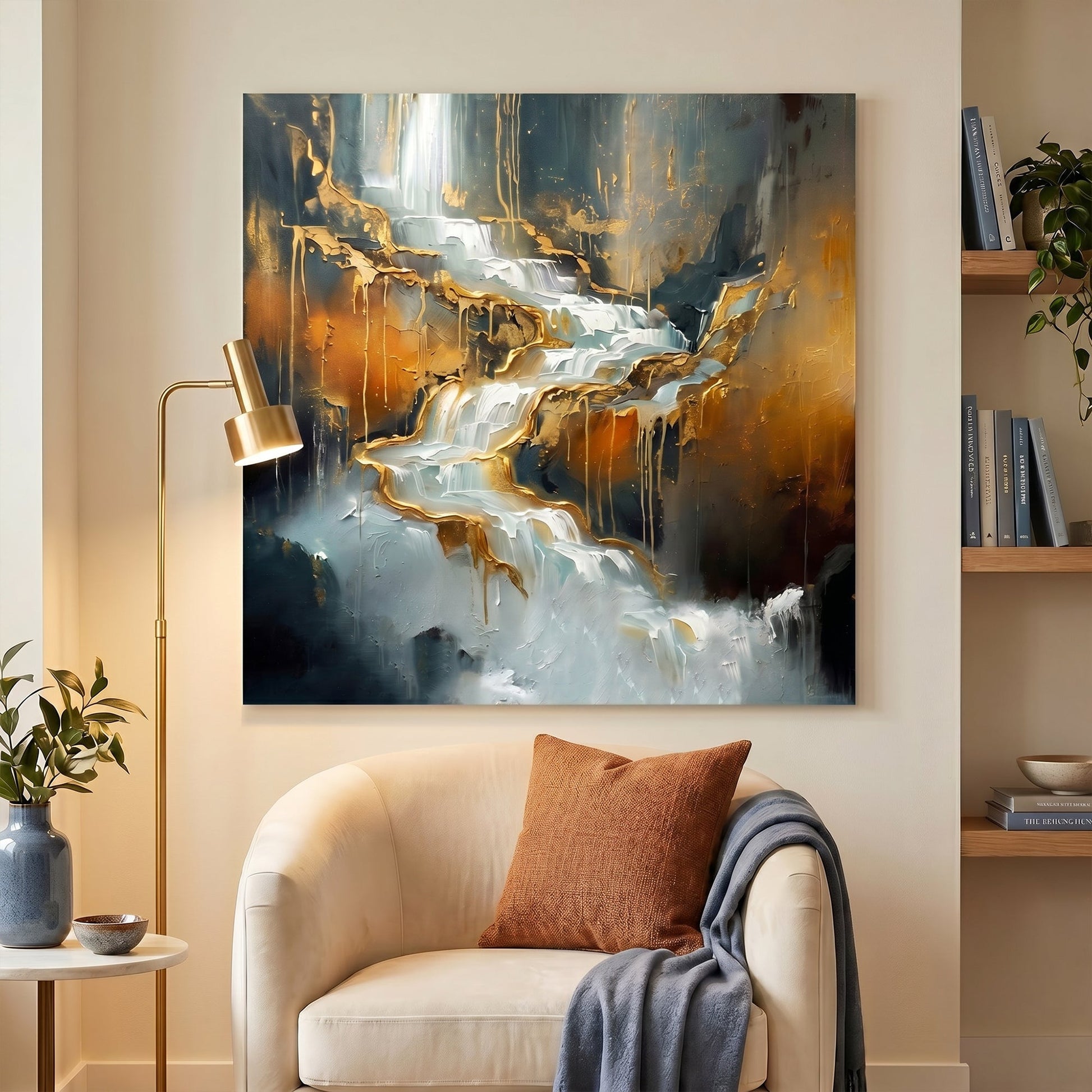 Golden Cascade Abstract