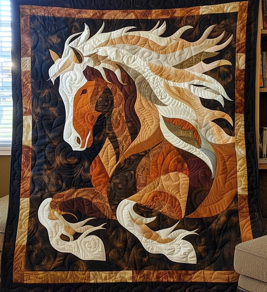 Golden Gallop Quilted Blanket - Throw (55" x 60")