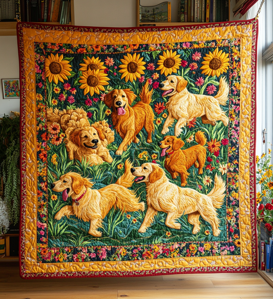 Golden Garden Quilted Blanket - Throw (55" x 60")