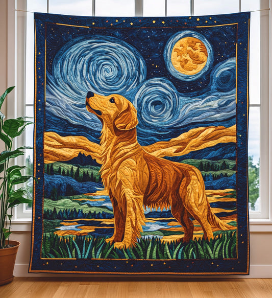 Golden Night Dreams Quilted Blanket - Throw (55" x 60")