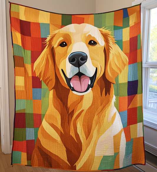 Golden Retriever Kindness Quilted Blanket - Throw (55" x 60")